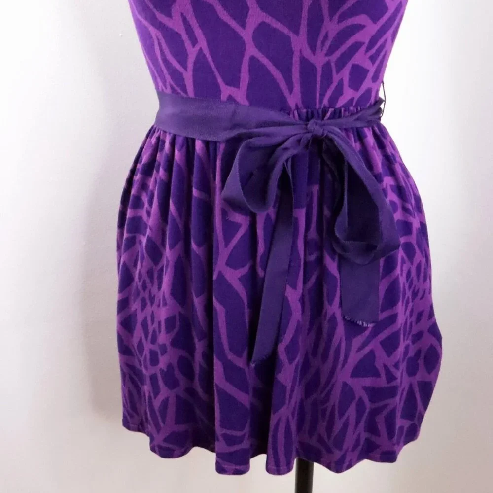 Twelve by Twelve Women's S Purple Animal Print Knit One-Shoulder Sleeveless Top - Picture 5 of 11